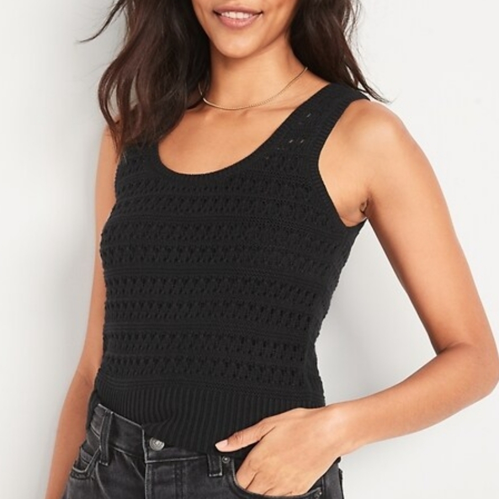Old Navy Cropped Open-Knit Sweater Tank Top